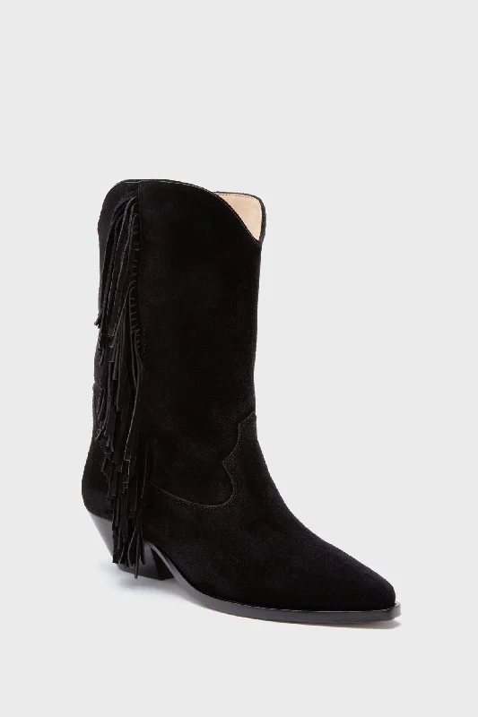 Boots for teens trendy styles -Black Fringe Duerto Boots