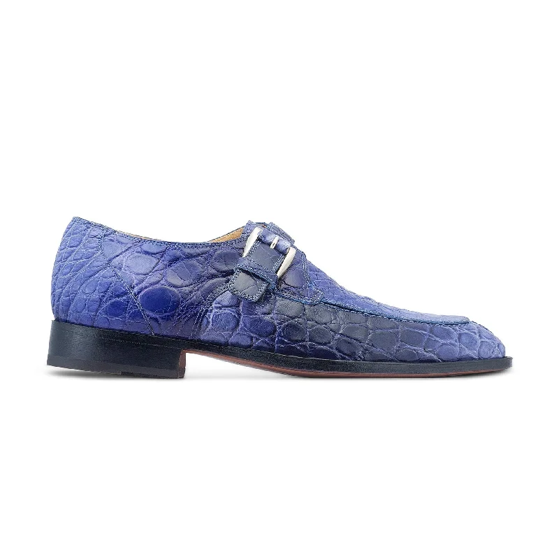 Lightweight loafers for daily trips-Mauri Minister 3232 Men's Shoes Multi Blue Exotic Alligator Split-Toe Monk-Strap Loafers (MA5532)