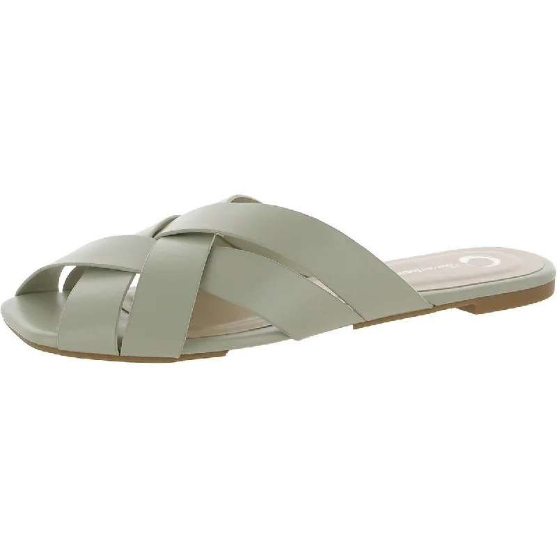 Durable sandals for tough fun-Journee Collection Womens Faux Leather Slide Sandals