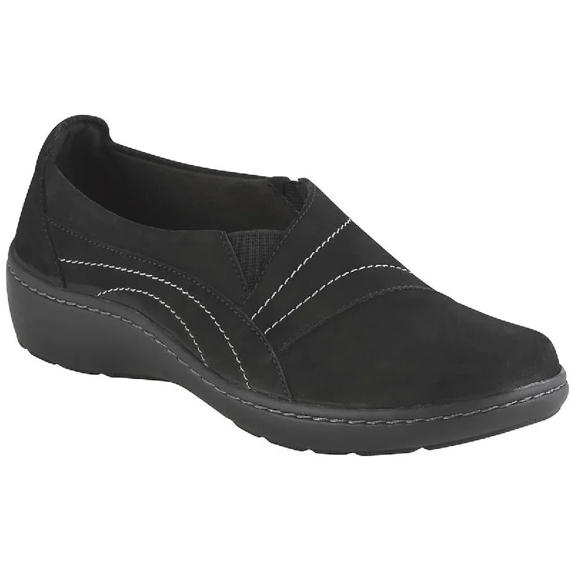 Athletic shoes for brief runs -Clarks Womens Cora Edge Leather Lifestyle Slip-On Sneakers