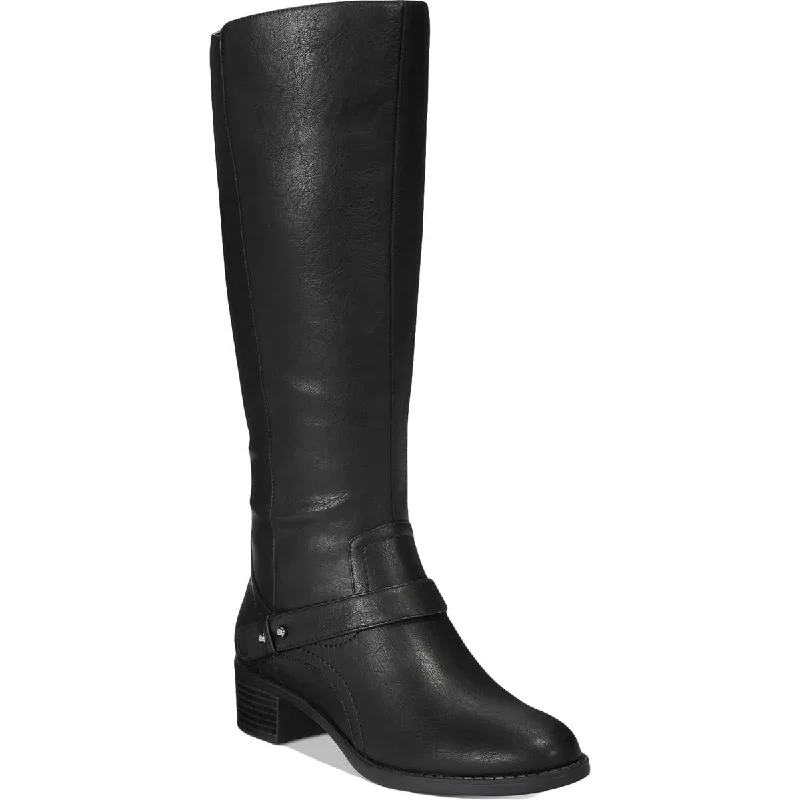 Boots for summer camps -Easy Street Womens Jewel Plus Faux Leather Wide Calf Knee-High Boots