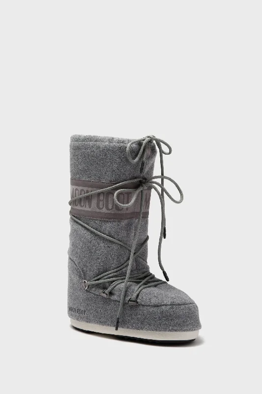 Boots with extra padding comfort -Grey Icon Felt Boots