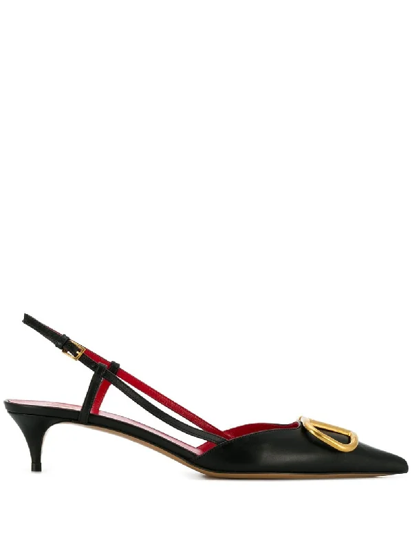 High heels for winter evening warmth -VALENTINO GARAVANI Signature Leather Pumps 40mm Slingbacks