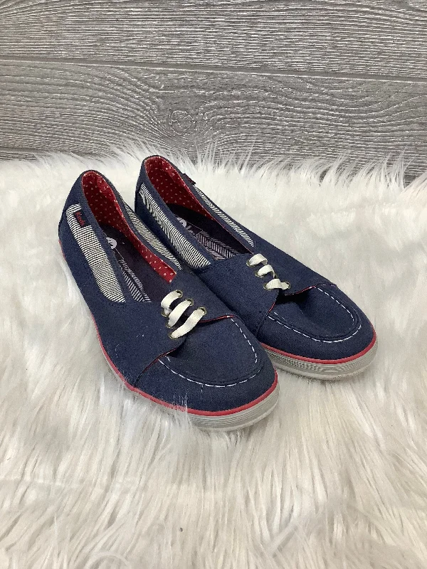 Flats with flexible designs -Navy Shoes Flats Keds, Size 7.5