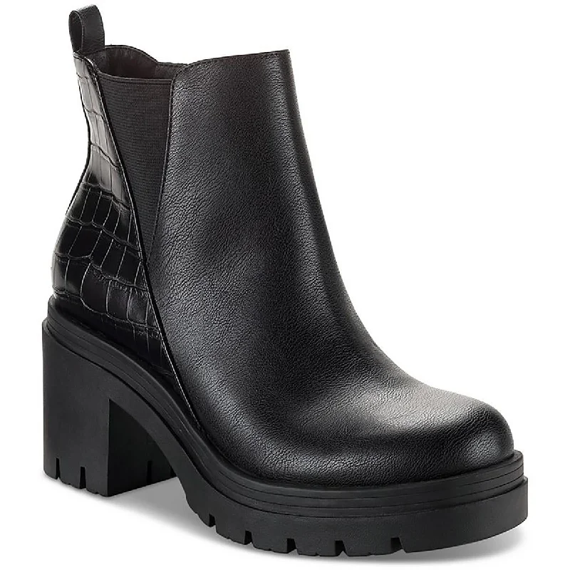 Budget boots for clearance -Sun + Stone Womens Veronikaa Faux Leather Block Heel Chelsea Boots