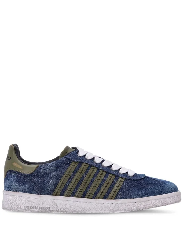 Trendy athletic shoes for young athletes -DSQUARED2 Men's FW23 Boxer Sneaker in Denim Militare