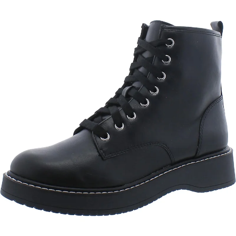 Boots for humid weather -Madden NYC Womens Faux Leather Lug Sole Combat & Lace-Up Boots