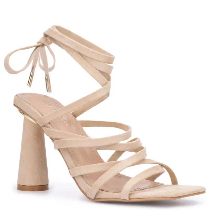 Breathable sandals for cool trends-Olivia Miller Womens NIA Faux Suede Square toe Strappy Sandals