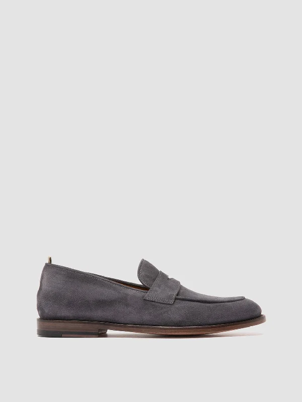 Breathable loafers for sunny strolls-OPERA 001 - Grey Suede Penny Loafers