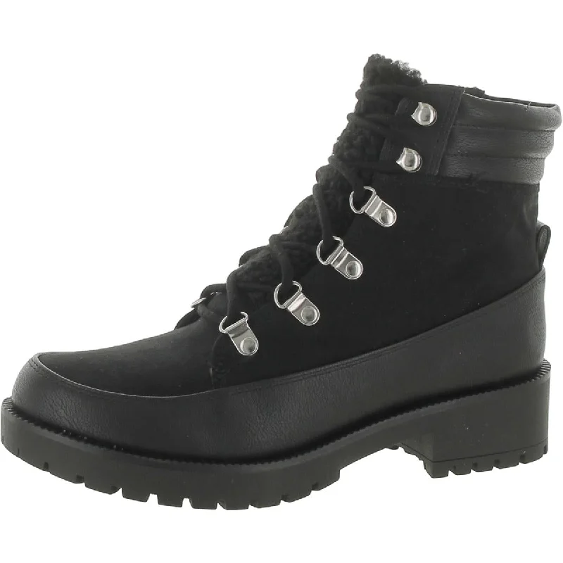 Boots for outdoor brunches -Style & Co. Womens Lace-Up Faux Leather Combat & Lace-Up Boots