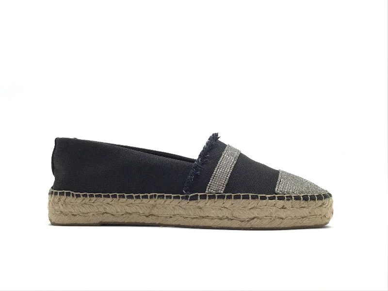 Flats with breathable designs -Shoes Flats By Clothes Mentor In Black & Silver, Size: 9.5