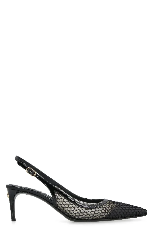 High heels with crisscross strap styles -DOLCE & GABBANA Elegant Mesh Slingback Pumps for Women