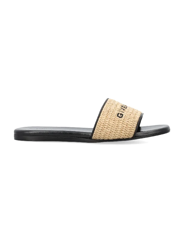 Athletic shoes with ankle stability -GIVENCHY Chic Flat Raffia Embroidered Logo Slides