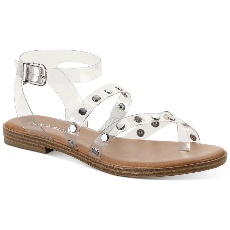 Breathable sandals for airy trends-Sun + Stone Womens Studleyyc Flat Ankle Strap Thong Sandals