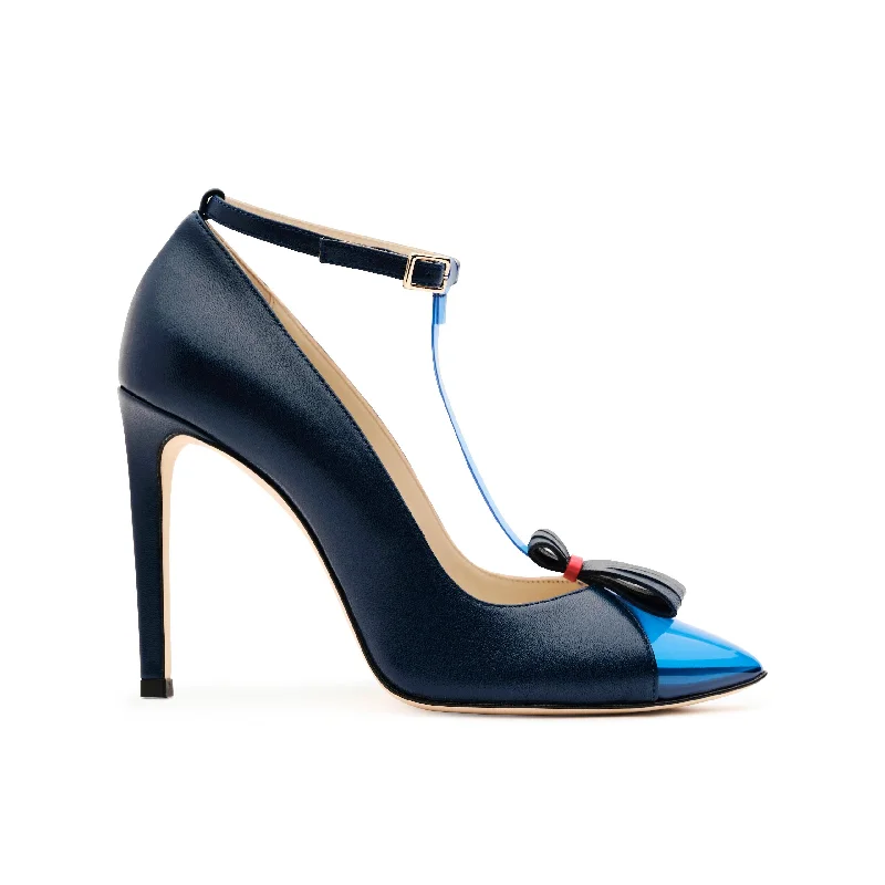 High heels for women with small feet -Tamron Ankle Strap Pumps in Navy & Ocean Blue