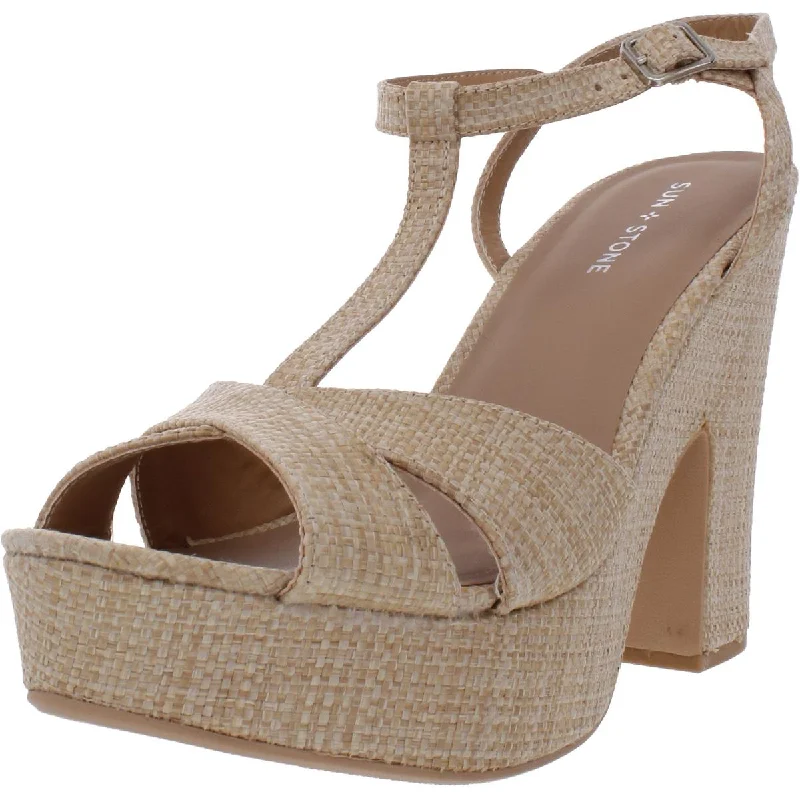 Waterproof sandals for river nights-Sun + Stone Womens Jamie Woven Ankle Strap Platform Sandals