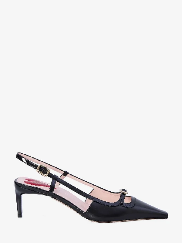 High heels for prolonged night events -ROGER VIVIER Sophisticated Mini Buckle Slingback Pumps with Tapered Toe - 5.5cm Heel Height