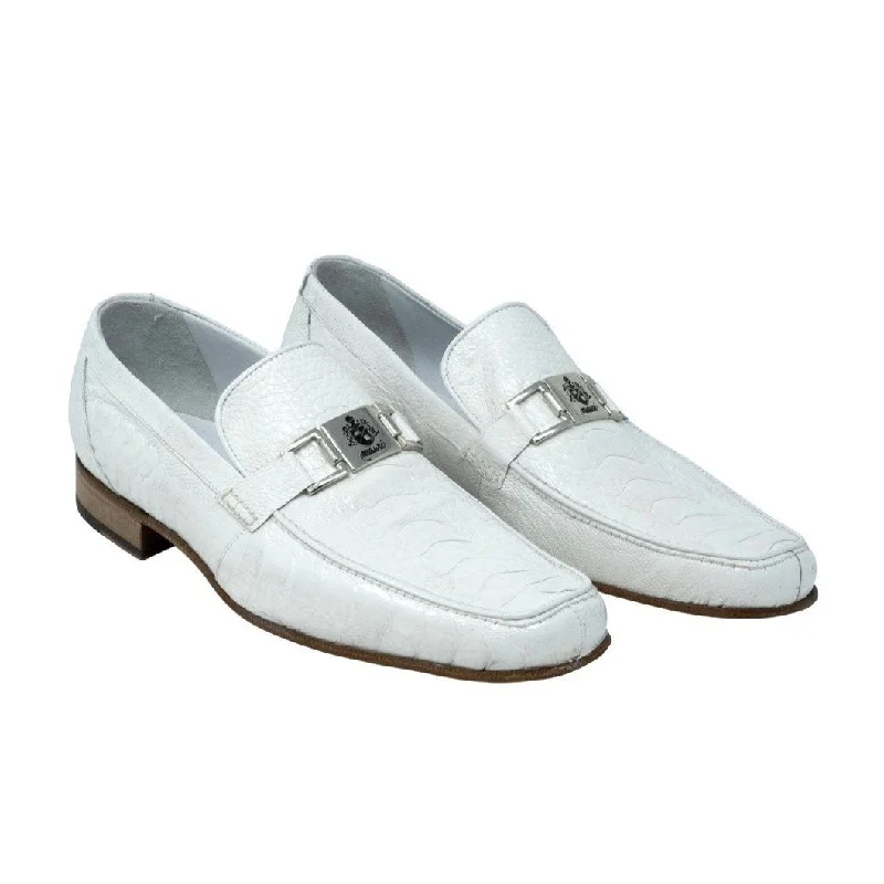 Premium loafers for luxury style-Mauri 3042 Royalty Men's Designer Shoes White Exotic Ostrich Dress Loafers (MAS5106)