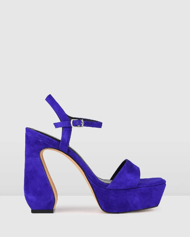 Cushioned sandals for cozy steps-DELPHINA HIGH HEEL PLATFORM SANDALS ULTRA VIOLET SUEDE