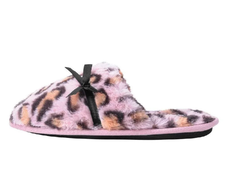 Slippers for after-shower use -Pink Leopard Bow Slipper