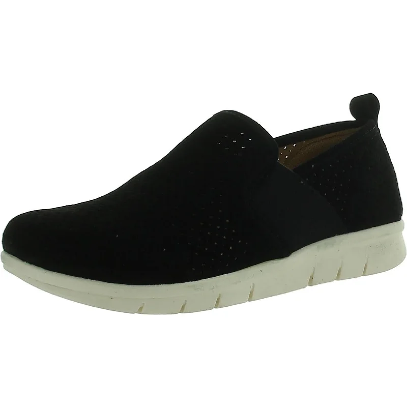 Athletic shoes with perforated upper -Comfortiva Womens Suede Lifestyle Slip-On Sneakers