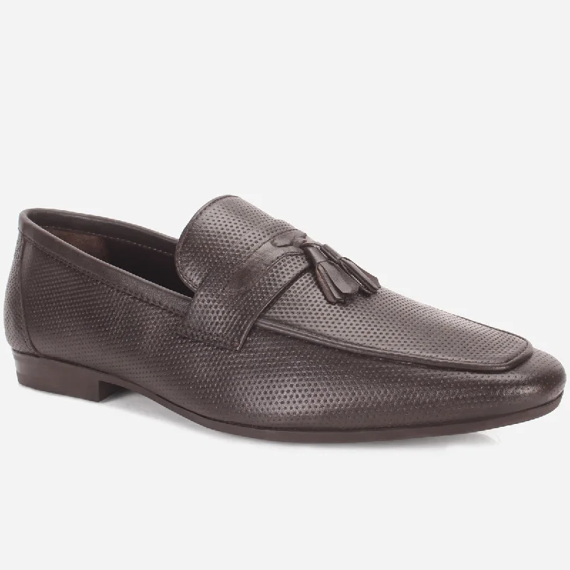 Durable loafers for city hikes-Men "ASTON" Leather Slide In Loafers Shoes