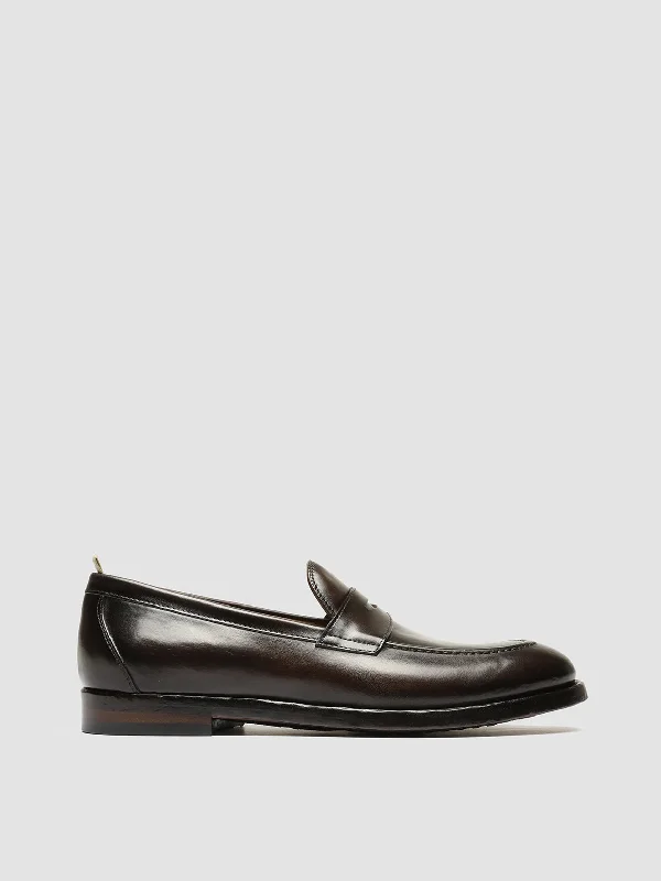 Affordable loafers for teens’ trips-TULANE 002 - Brown Leather Penny Loafers