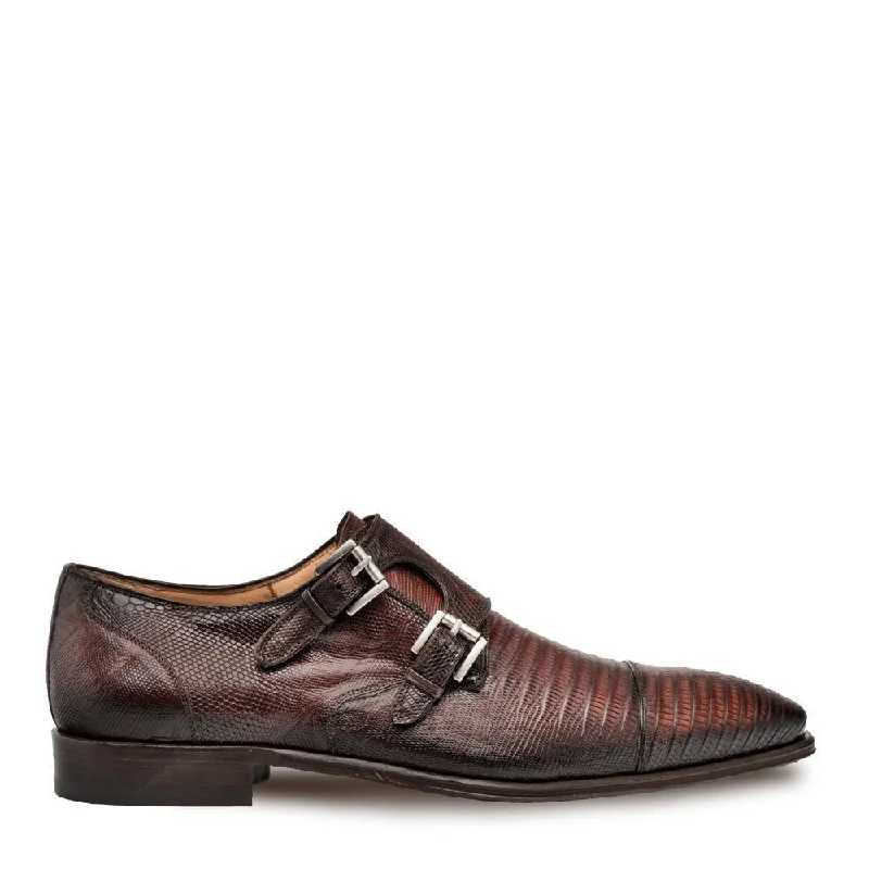 Affordable loafers for teens’ hikes-Mezlan Argentum Men's Shoes Cognac Exotic Lizard-Skin Cap-Toe Monk-Straps Loafers (MZS3195)