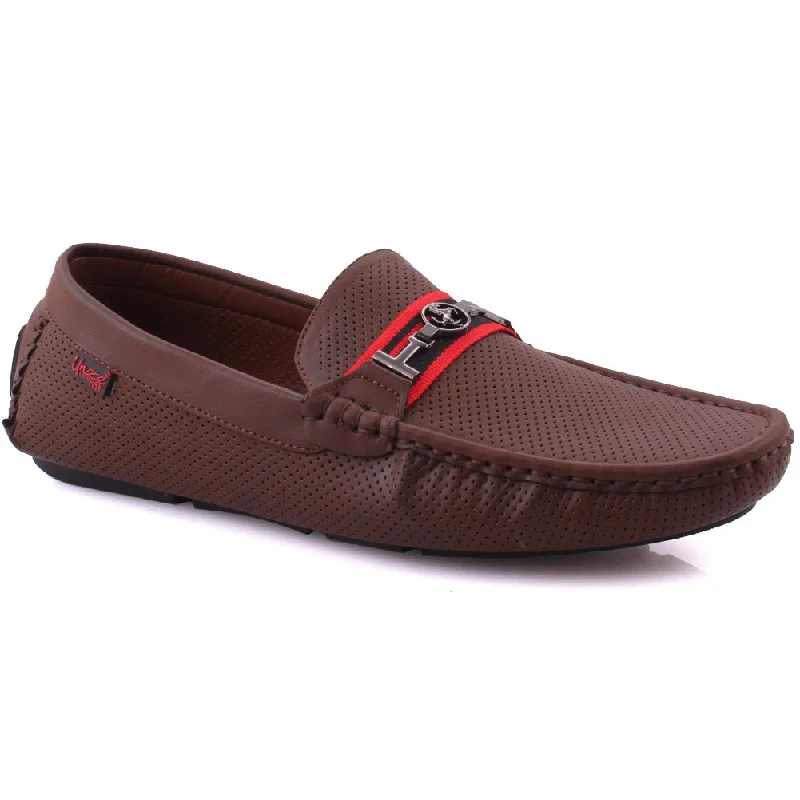 Soft loafers for casual wear-Men's “HUGH” Perforated Urbane Penny Loafers