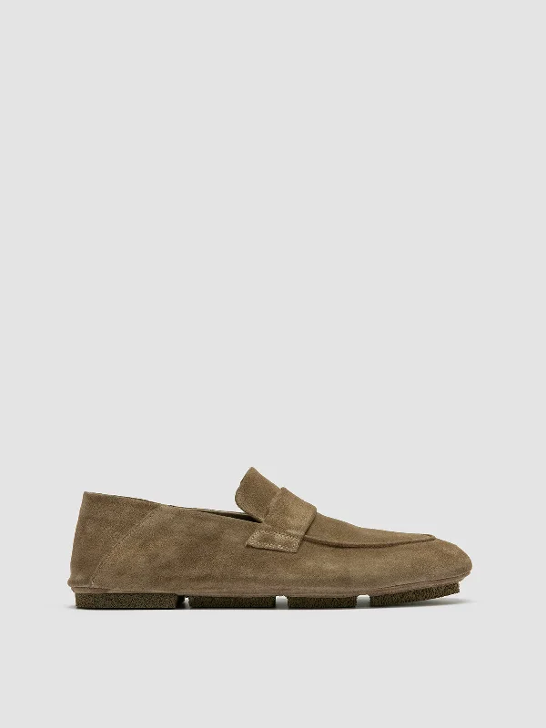 Breathable loafers for hot trips-C-SIDE 001 - Taupe Suede Loafers