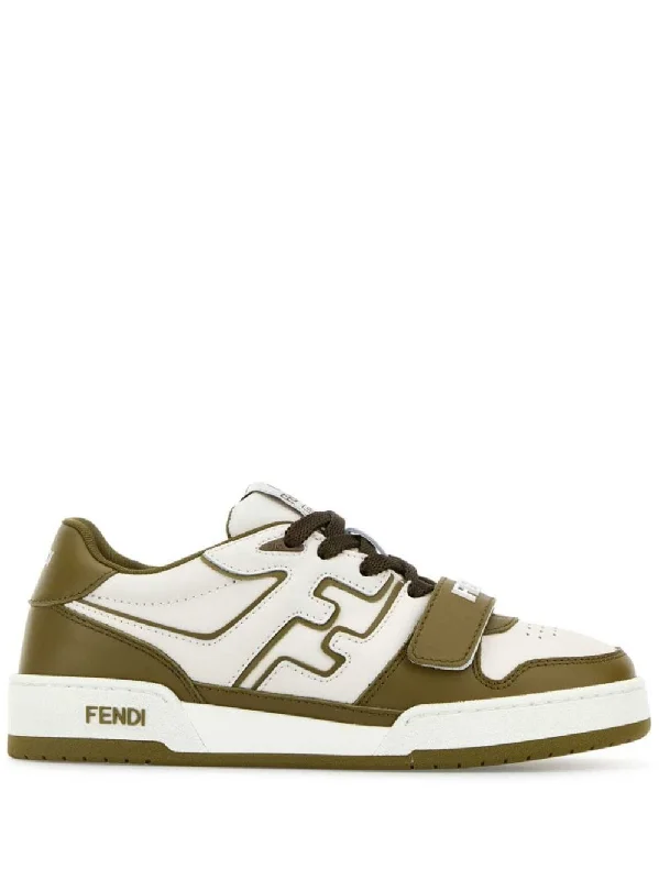 Retro athletic shoes vintage look -FENDI Stylish Leather Touch-Strap Sneakers for Women