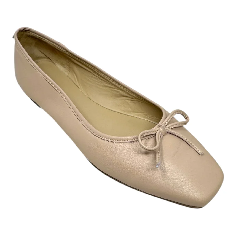 Flats with flexible designs -Gwynn Bow Nappa Leather Ballet Flats Shoes By Bernardo In Cream, Size: 9