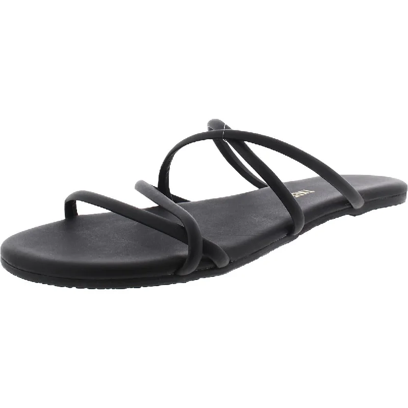 Waterproof sandals for splashy nights-Tkees Womens Sloane Leather Slip On Slide Sandals