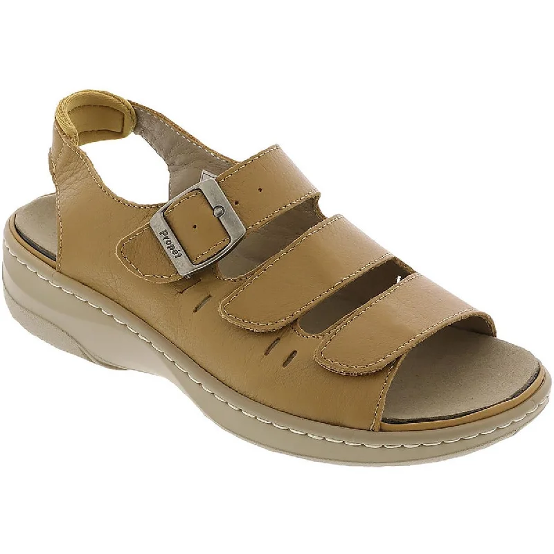 Lightweight sandals for warm strolls-Propet Womens Breezy Walker Leather Casual Wedge Sandals