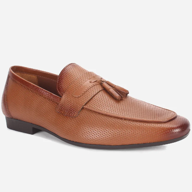 Breathable loafers for warm trips-Men "ASTON" Leather Slide In Loafers Shoes