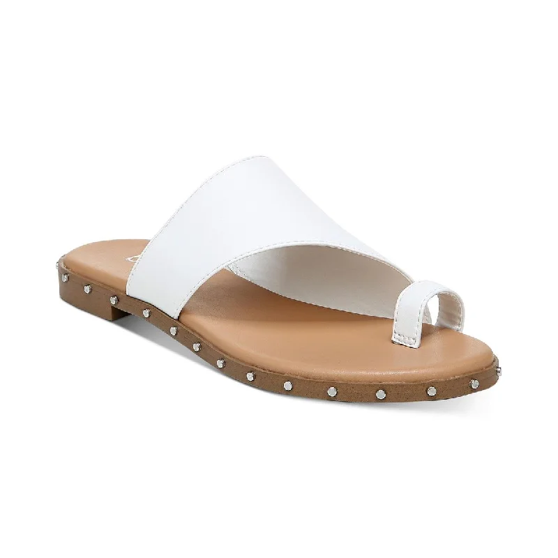 Stylish sandals for outdoor events-Bar III Womens Hattiep Faux Leather Toe Loop Slide Sandals