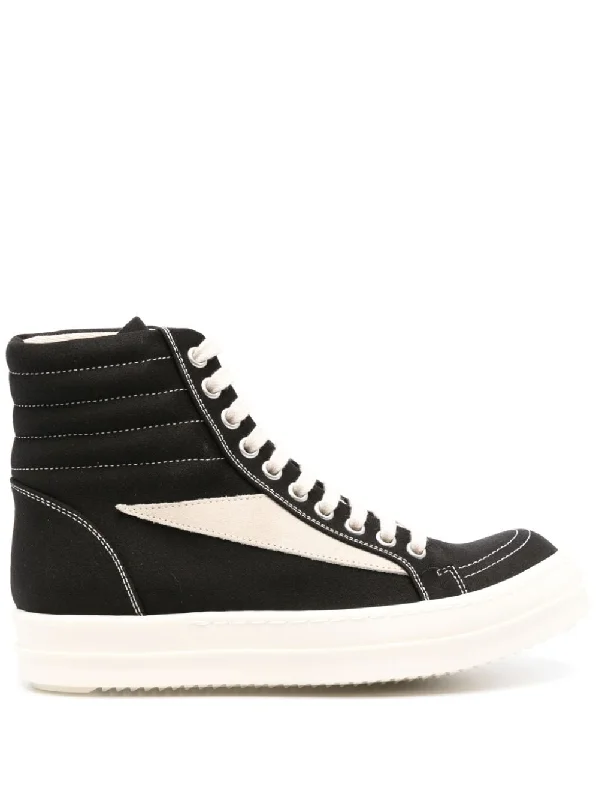 Athletic shoes with clean design -RICK OWENS Cotton Sneakers with Contrast Stitching