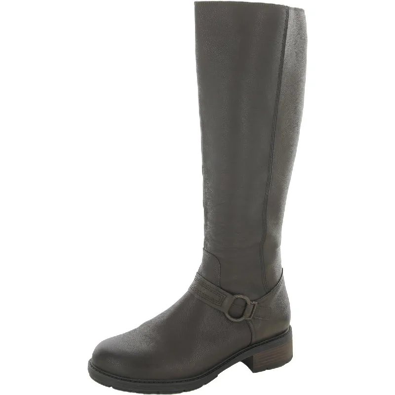 Professional boots for construction -Clarks Womens Hearth Rae Leather Harness Knee-High Boots