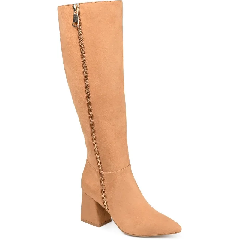 Boots for outdoor picnics -Journee Collection Womens Idinna-WC Vegan Leather Wide Calf Knee-High Boots