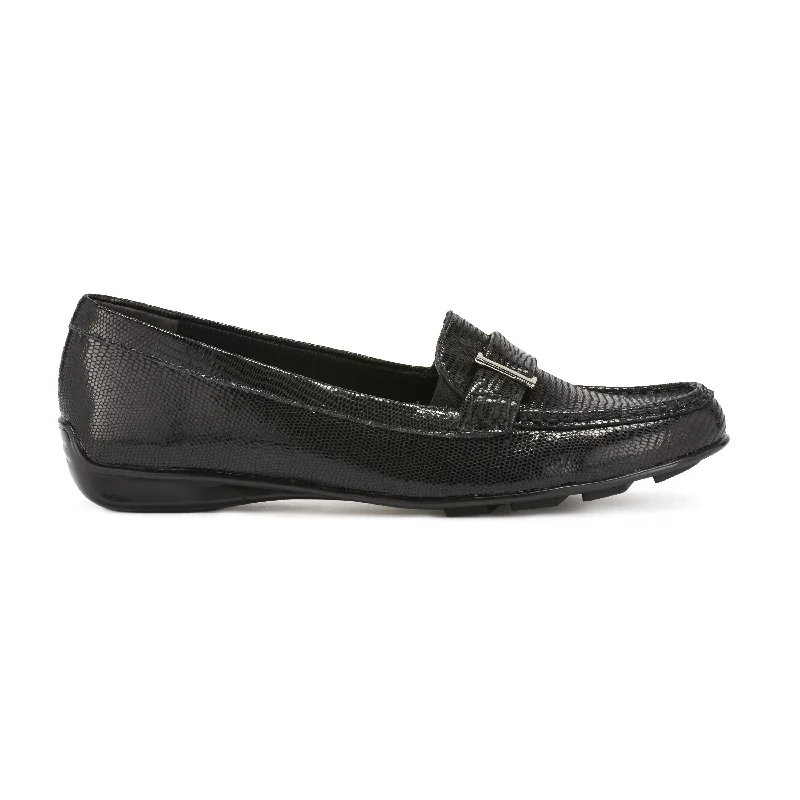 Premium loafers for classy trips-March Black Patent Lizard Loafers - SIZE 13 AA ONLY