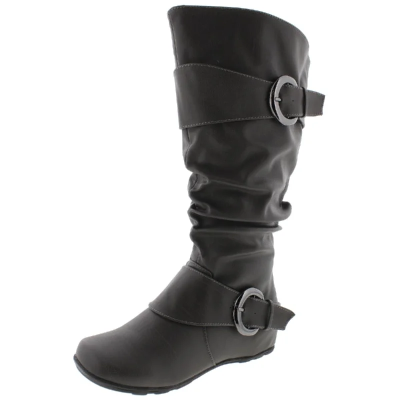 Boots with rainproof finish -Journee Collection Womens Faux Leather Slouchy Riding Boots