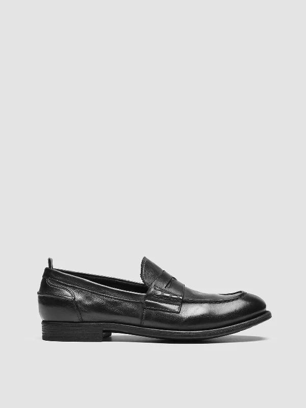 Lightweight loafers for short trips-CHRONICLE 144 - Black Leather Penny Loafers