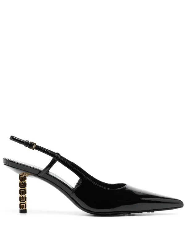 High heels with rose gold accents -GIVENCHY Sleek and Sophisticated Patent Leather Slingback Pumps