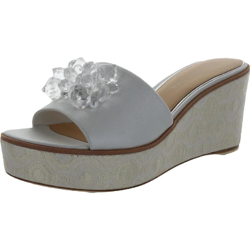 Trendy sandals for beach trends-Donald J. Pliner Womens IDINA Patent Slides Wedge Sandals