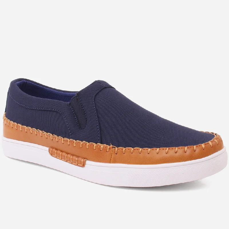 Trendy loafers for fall trends-Men "HENDRIX" Shaded Stitched Detail Loafers Elastic Goring Boat Casual Trainers