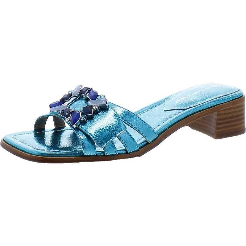 Breathable sandals for airy fun-Donald J. Pliner Womens BELLAMY Leather Slip On Slide Sandals