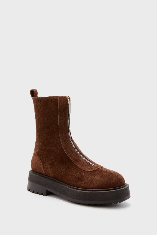 Slip-on boots for easy wear -Brown Suede Alma Boots