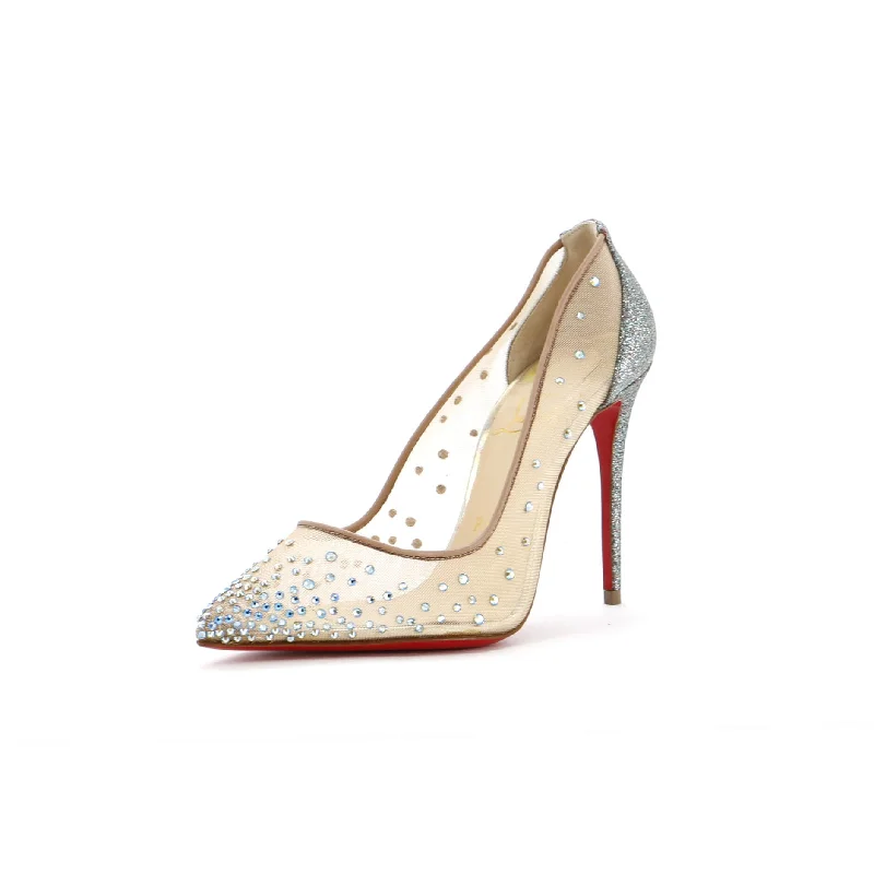 High heels for casual night meetups -Women's Follies Strass Pumps Crystal Embellished Mesh 100