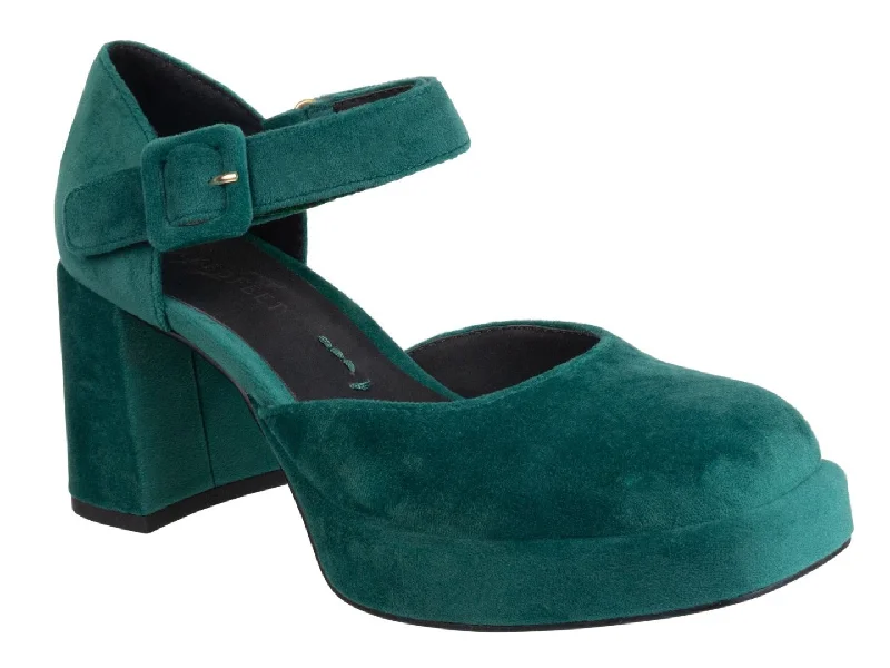 High heels for casual dusk vibes -NAKED FEET - ESTONIA in EMERALD Heeled Clogs