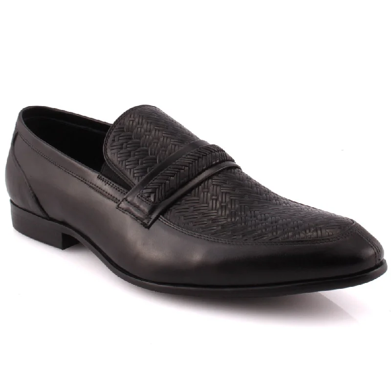 Slip-on loafers for fast hikes-Men “HUDSON” Textured Penny Loafers